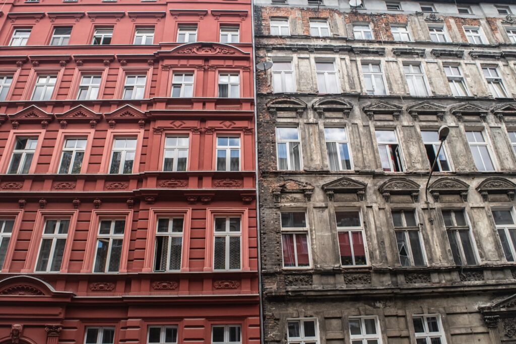 Windows in Wroclaw streets, Poland.