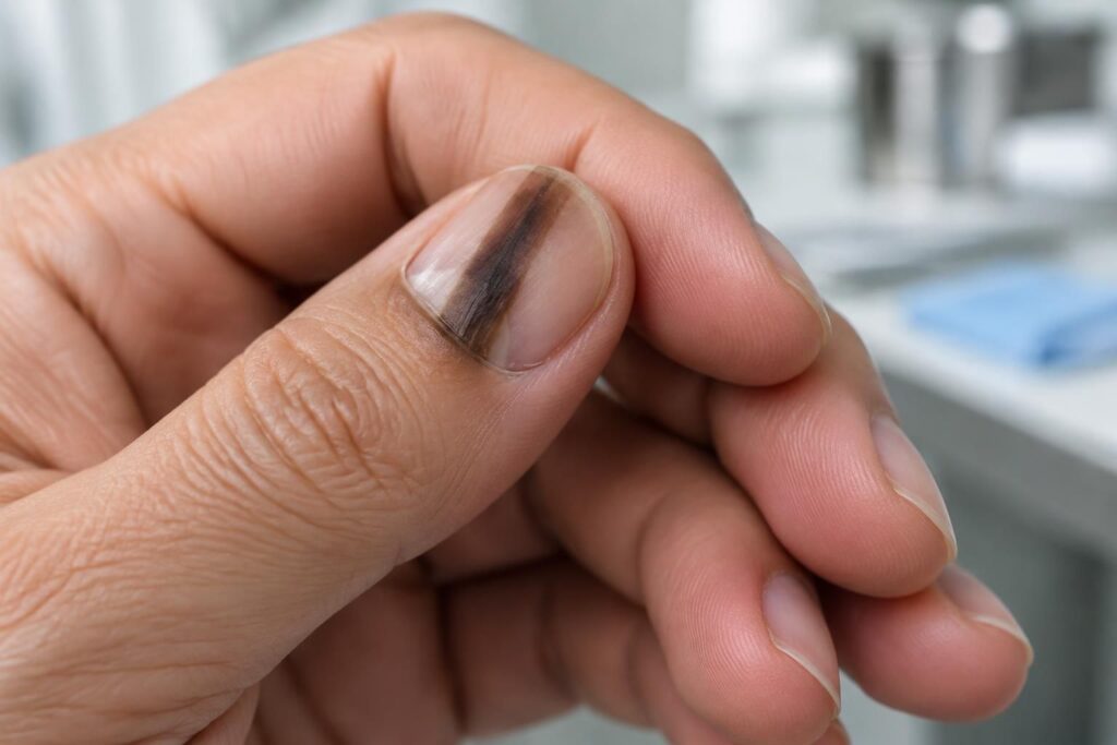 découvrez les signes avant-coureurs du mélanome de l’ongle, comment le distinguer d’une tache bénigne et quand consulter rapidement.